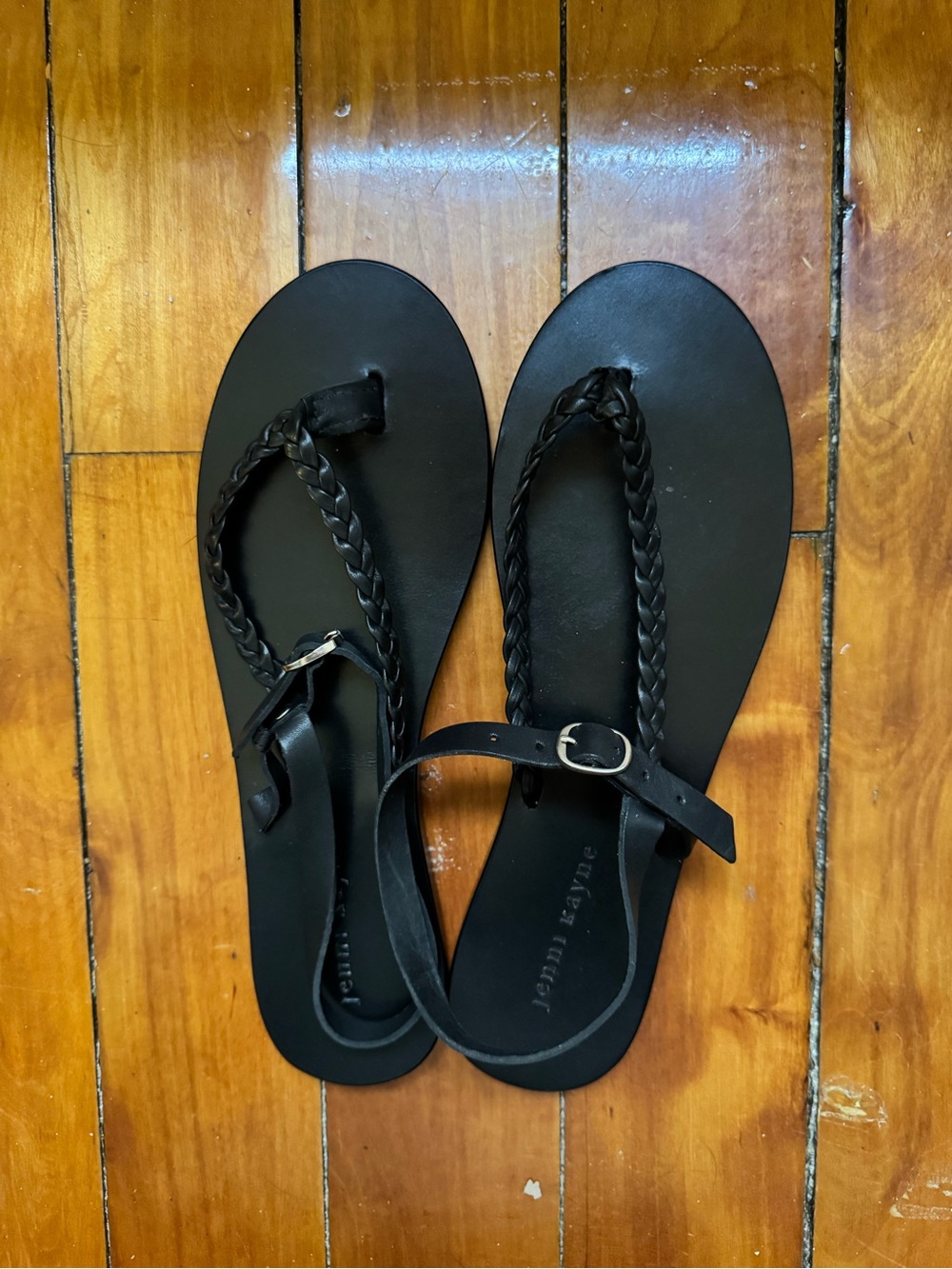 Jenni Kayne Black Braided-Ankle Strap Sandals